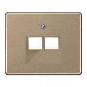 Накладка 2-ая компьютерной/телефонной RJ45/RJ11 розетки наклонная Jung SL500 Золотая бронза