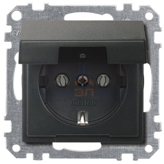 Розетка c/з с крышкой Merten System M Антрацит