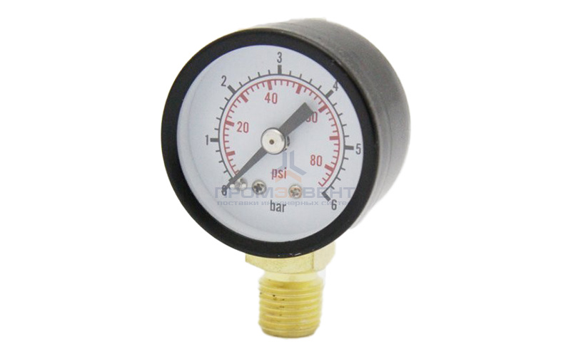 Манометр радиальный Aquario PG-S40R - D-40 мм, шкала 0-6 бар