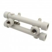 Водорозетка двойная проходная регулируемая FV-Plast - 20 x 1/2" (для полипроп.труб, цвет серый)