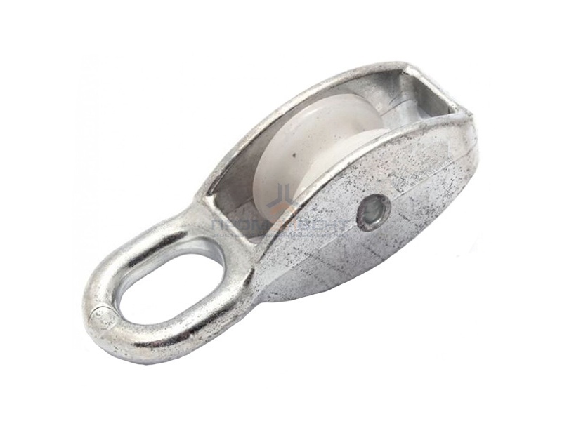 Блок для троса одинарный 40мм нейлоновый шкив (трос 9мм) оцинкованный