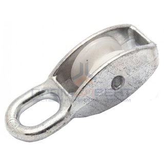 Блок для троса одинарный 15мм нейлоновый шкив (трос 5мм) оцинкованный