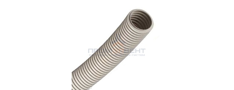 Труба ПВХ гибкая гофр. д.40мм, тяжёлая без протяжки, цвет серый [бухта 20м]