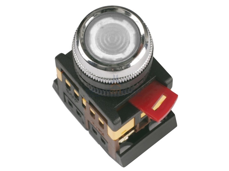 Кнопка ABLFS-22 белый d22мм неон/240В 1з+1р ИЭК